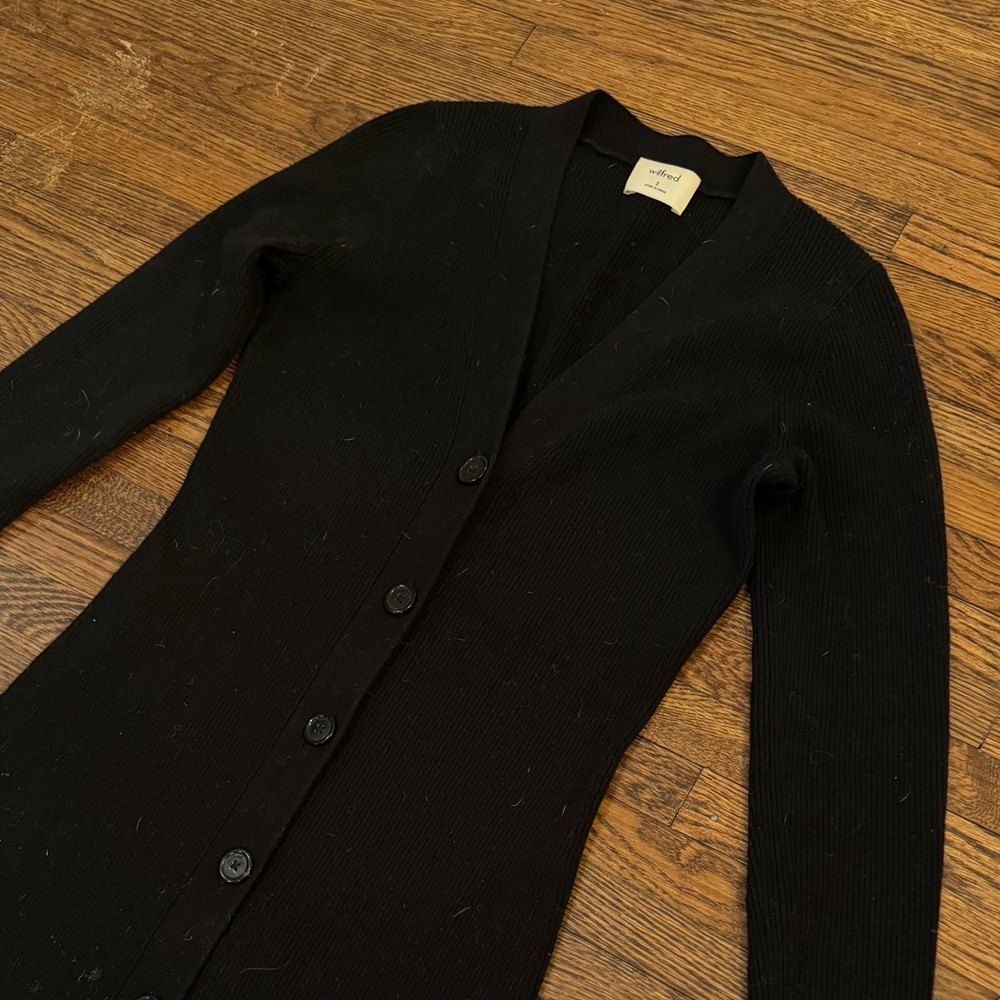 Wilfred Charcoal Tight Long Sleeve Tavola Sweater Dress Button Down Size Small - Picture 4 of 6